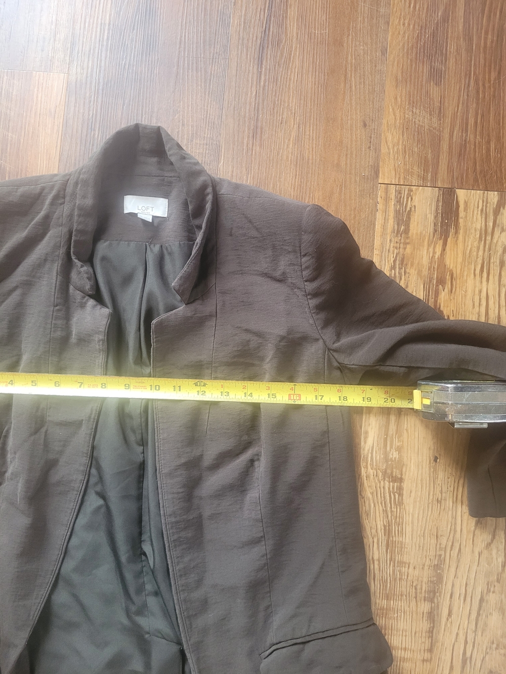 LOFT Olive Green Open Front Blazer - Picture 8 of 11